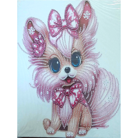 NORIMPEX Diamantové malování na plátně Růžový pejsek 23x30cm