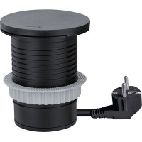 Solight vestavná zásuvka + USB A+C + Wireless 10W, otočné víčko, kabel 2m, černá