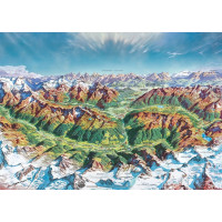 HEYE Puzzle Map Art: Horský svět v Alpách 2000 dílků