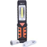 Solight multifunkční nabíjecí LED lampa, 3W COB, 250 + 40lm, Li-Ion, USB, černooranžová