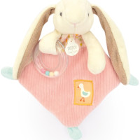 Doudou Dárková sada růžová Králíček Ciboulette s chrastítkem 21 cm