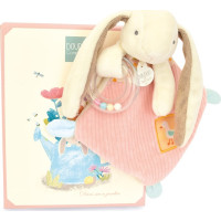 Doudou Dárková sada růžová Králíček Ciboulette s chrastítkem 21 cm