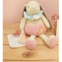 Doudou Dárková sada růžová Králíček Ciboulette s dečkou 28 cm