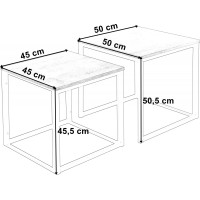Sada konferenčních stolků PRAVEN - bílý mramor/bílá