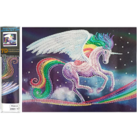 NORIMPEX Diamantové malování 7D Duhový jednorožec 30x40cm