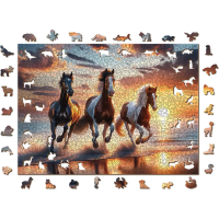 WOODEN CITY Dřevěné puzzle Divocí koně na pláži 4000 dílků