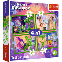 TREFL Puzzle Hokus pokus Diplodokus 4v1 (35,48,54,70 dílků)