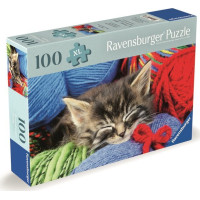 RAVENSBURGER Puzzle Kočka v klubíčku XXL 100 dílků