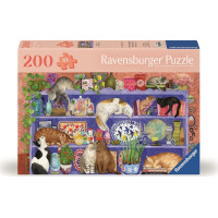 RAVENSBURGER Puzzle Kočky v regálu 200 dílků