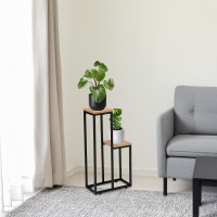 Stojan na květiny HAZEL CRAFT - dub craft/černý