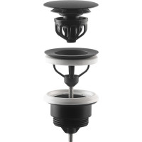 Omp Tea Umyvadlová výpust 5/4“, click-clack, velká zátka, 10-45mm, černá mat 7532.310.5X