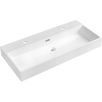 Sapho AQUATIC umyvadlo, litý mramor, 100x46cm, 2 otvory pro baterii, bílá AT100-2