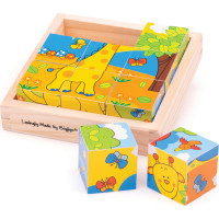 Bigjigs Toys Obrázkové kostky kubusy Safari 9 kostek