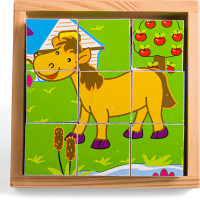Bigjigs Toys Obrázkové kostky kubusy Zvířátka 9 kostek