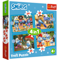 TREFL Puzzle Šmoulí vesnička 4v1 (35,48,54,70 dílků)