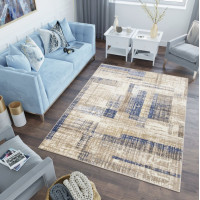 Kusový koberec ASTHANE Modern - bílý/tmavě modrý/hnědý