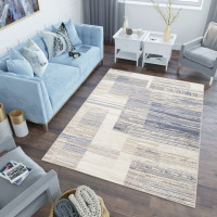 Kusový koberec ASTHANE Ply - bílý/tmavě modrý/hnědý