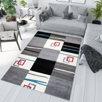 Kusový koberec JÁVA Tiles - šedý/červený