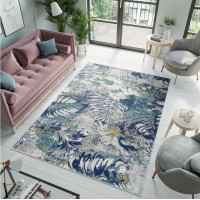 Moderní kusový koberec DENVER Tropical - šedý/modrý
