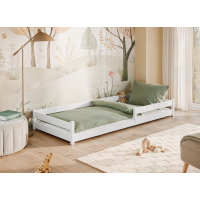 Dětská Montessori postel z masivu borovice ALICE - 180x80 cm - BÍLÁ