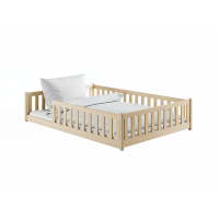 Dětská Montessori postel z masivu borovice BETTY - 200x140 cm - PŘÍRODNÍ