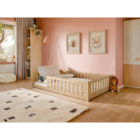 Dětská Montessori postel z masivu borovice BETTY - 200x120 cm - PŘÍRODNÍ