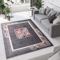 Kusový koberec TAPIS Quatro - šedý/červený