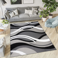 Kusový koberec TAPIS Vlny - šedý/tmavě šedý