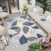 Kusový koberec AVENTURA Leaves - šedý/modrý/krémový