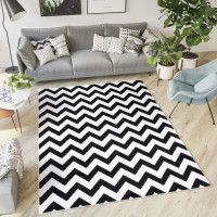 Kusový koberec TAPIS Cik cak - černý/bílý