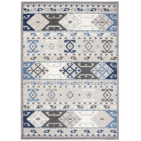 Kusový koberec AVENTURA Folk - modrý/šedý