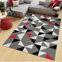 Kusový koberec MAYA Geometric - červený/šedý