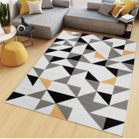 Kusový koberec MAYA Geometric - žlutý/bílý