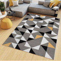 Kusový koberec MAYA Geometric - žlutý/šedý