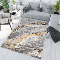 Kusový koberec MAYA Marble - žlutý/šedý