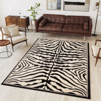 Kusový koberec BLACK ATLAS Zebra - černý/bílý