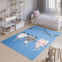 Dětský koberec JOLLY Blue - Zpívající kočičky
