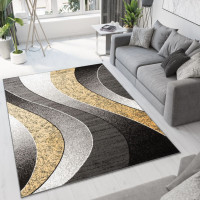 Kusový koberec TAPIS Waves - žlutý/šedý