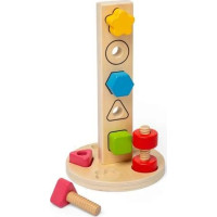 Bigjigs Toys Dřevěná věž s maticemi a šrouby