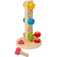 Bigjigs Toys Dřevěná věž s maticemi a šrouby