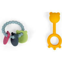 Bigjigs Toys Chrastítko a kousátko 2 v 1 a kousací kroužek Medvídek