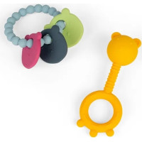 Bigjigs Toys Chrastítko a kousátko 2 v 1 a kousací kroužek Medvídek