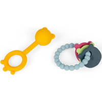Bigjigs Toys Chrastítko a kousátko 2 v 1 a kousací kroužek Medvídek