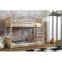 Dětská patrová postel z masivu borovice ŠIMON s Montessori lůžkem - 200x80 cm - PŘÍRODNÍ BOROVICE