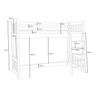 Dětská vyvýšená postel z masivu borovice ALVIN - 200x80 cm - PŘÍRODNÍ BOROVICE