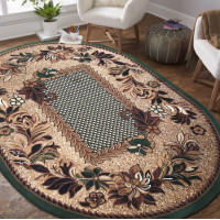 Kusový oválný koberec ALPHA Flower - zelený