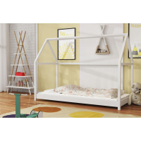 Dětská domečková Montessori postel z masivu borovice VERONIKA - 180x80 cm - BÍLÁ