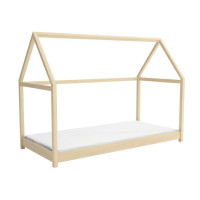 Dětská domečková Montessori postel z masivu borovice VERONIKA - 180x80 cm - PŘÍRODNÍ BOROVICE