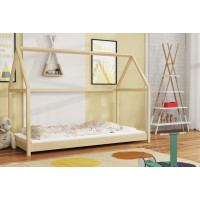 Dětská domečková Montessori postel z masivu borovice VERONIKA - 180x80 cm - PŘÍRODNÍ BOROVICE