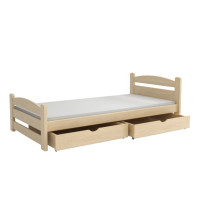Dětská postel z masivu borovice MAX se šuplíky - 180x80 cm - PŘÍRODNÍ BOROVICE